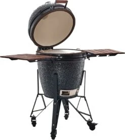 The Bastard Keramikgrill Classic Large - Complete - Schwarz Glänzend - Modell 2023 -Barbecue Serien Geschäft Bastard Grill Large Complete Deckel offen BC201