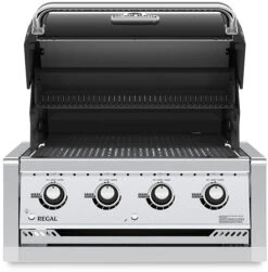 Broil King Regal 420 Black Einbaugrill - Grillfürst Deal Mit Zusätzlichen Edelstahl Grillrosten - Modell 2023 -Barbecue Serien Geschäft Broil King Einbaugrill 985652 Regal 420 Deckel offen 1