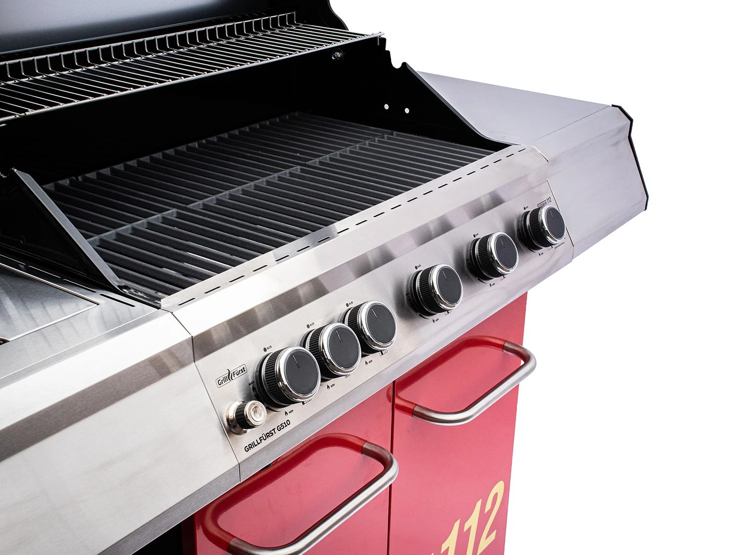 Grillfürst G510G 5-Brenner Gasgrill Mit Hochtemperaturbrenner Und Gusseisen Rosten - Feuerwehr Edition 8 Grillfürst G510G 5-Brenner Gasgrill Mit Hochtemperaturbrenner Und Gusseisen Rosten - Feuerwehr Edition – Bild 6