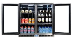 Napoleon Outdoor - Kühlschrank, 210 Liter, 2-türig Mit Doppelverglasung Und LED Beleuchtung - Wasserdicht Nach IP24 -Barbecue Serien Geschäft Napoleon Outdoor Kueche Kuehlschrank beide Tueren offen