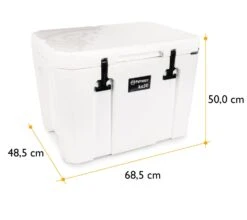 Petromax Kühlbox 50 Liter Alpenweiß - Inkl. Sitzkissen, Haft-Unterlage Und Einsatzkorb